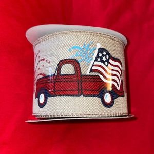Patriotic red truck wired ribbon